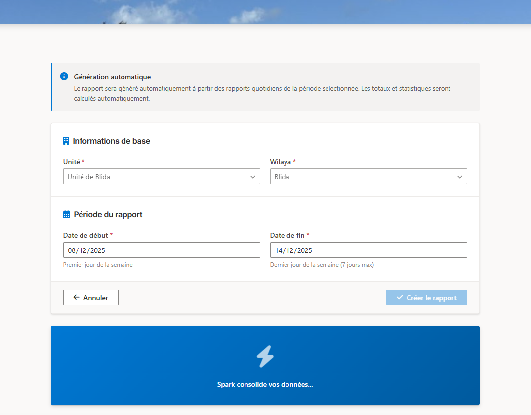 Création Rapport Hebdo